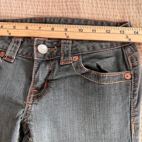 True Religion Jeans Womens 27 Gray Billy Row Seat Distressed Skinny USA Denim - Picture 12 of 16